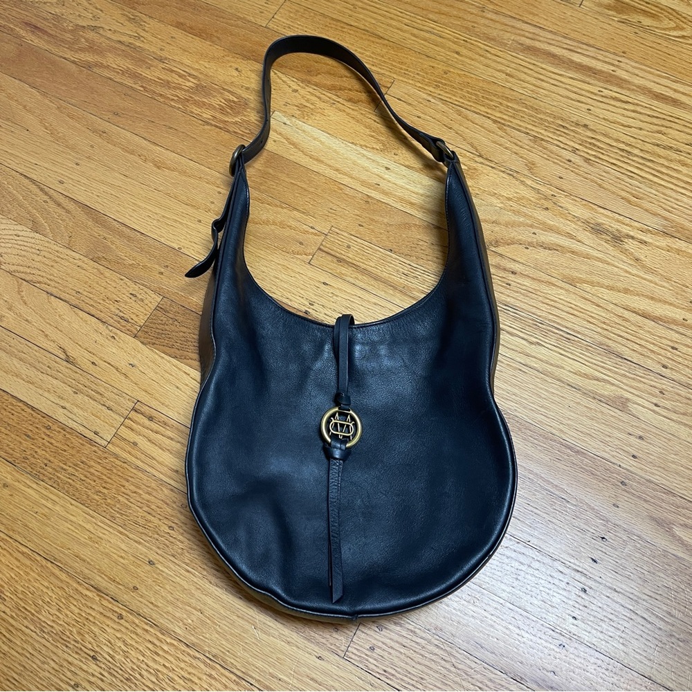 Massimo Dutti Black Leather Hobo Bag